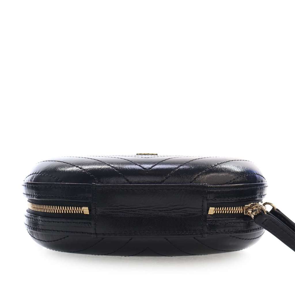 Chanel Chevron Stitched Calfskin La Pausa Evening Bag Black Leather Very good condition - Box View