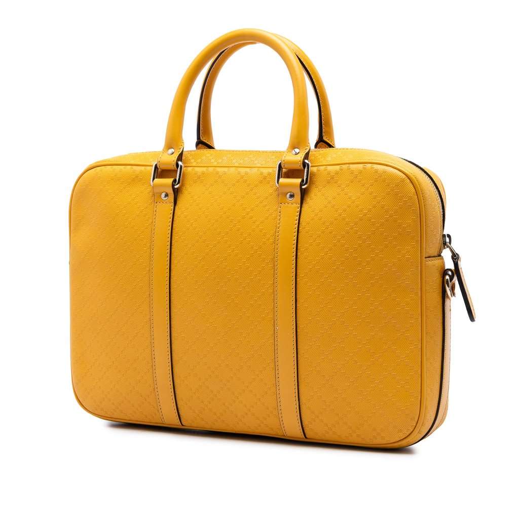 Gucci Medium Diamante Bright Leather Business Bag Yellow Leather Very good condition - Back View