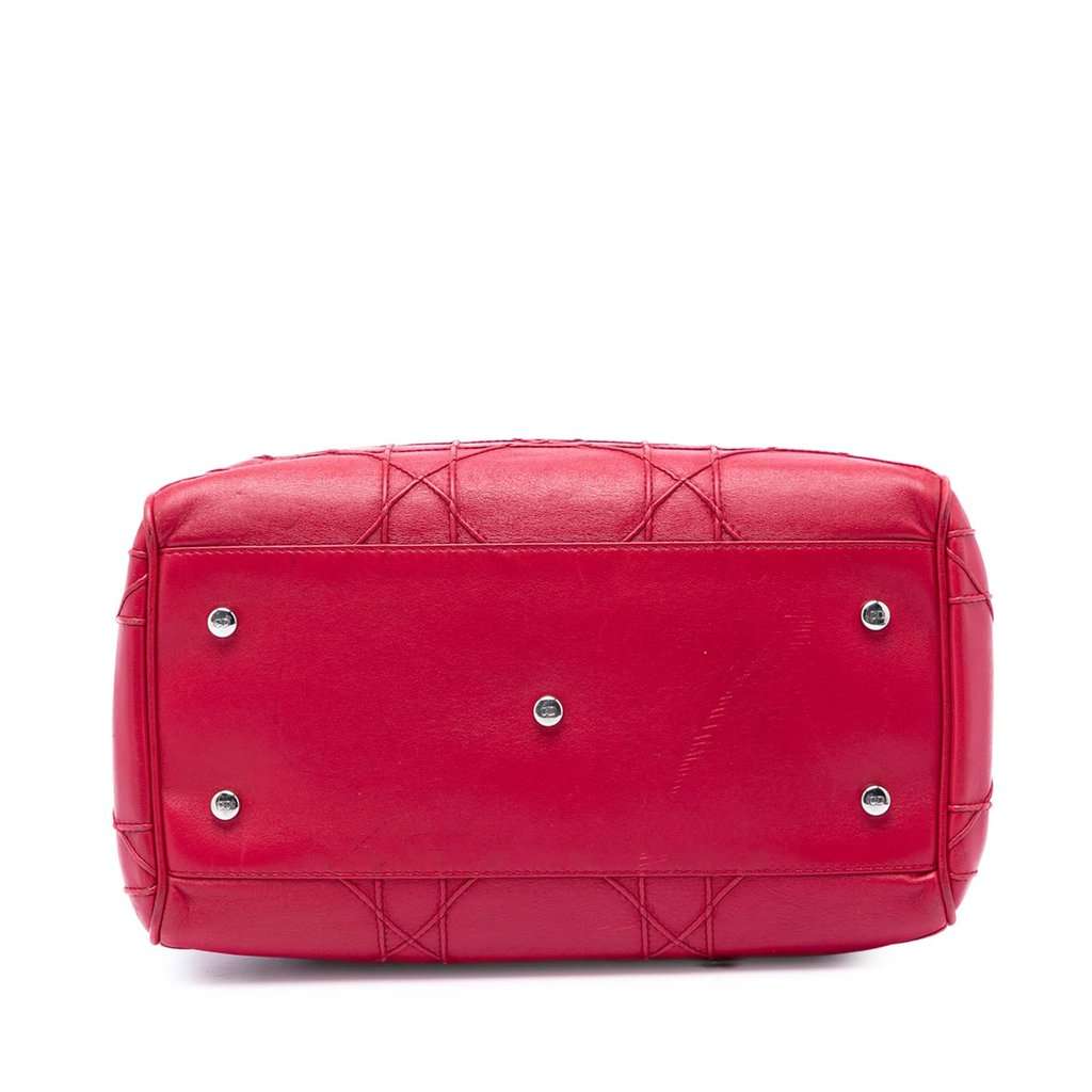Dior Lambskin Cannage Polochon Granville Satchel Red Leather Very good condition - Inside View