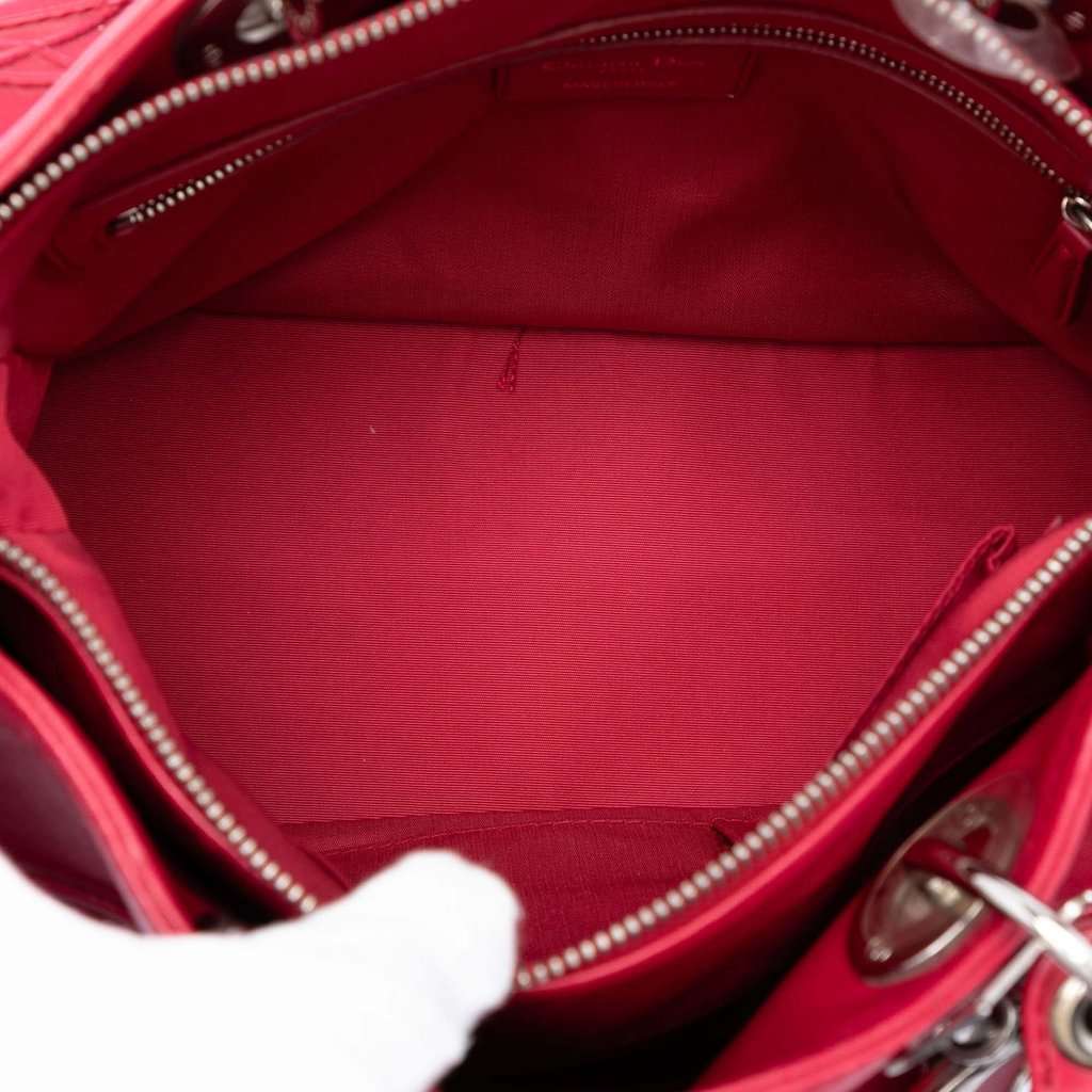 Dior Lambskin Cannage Polochon Granville Satchel Red Leather Very good condition - Model View
