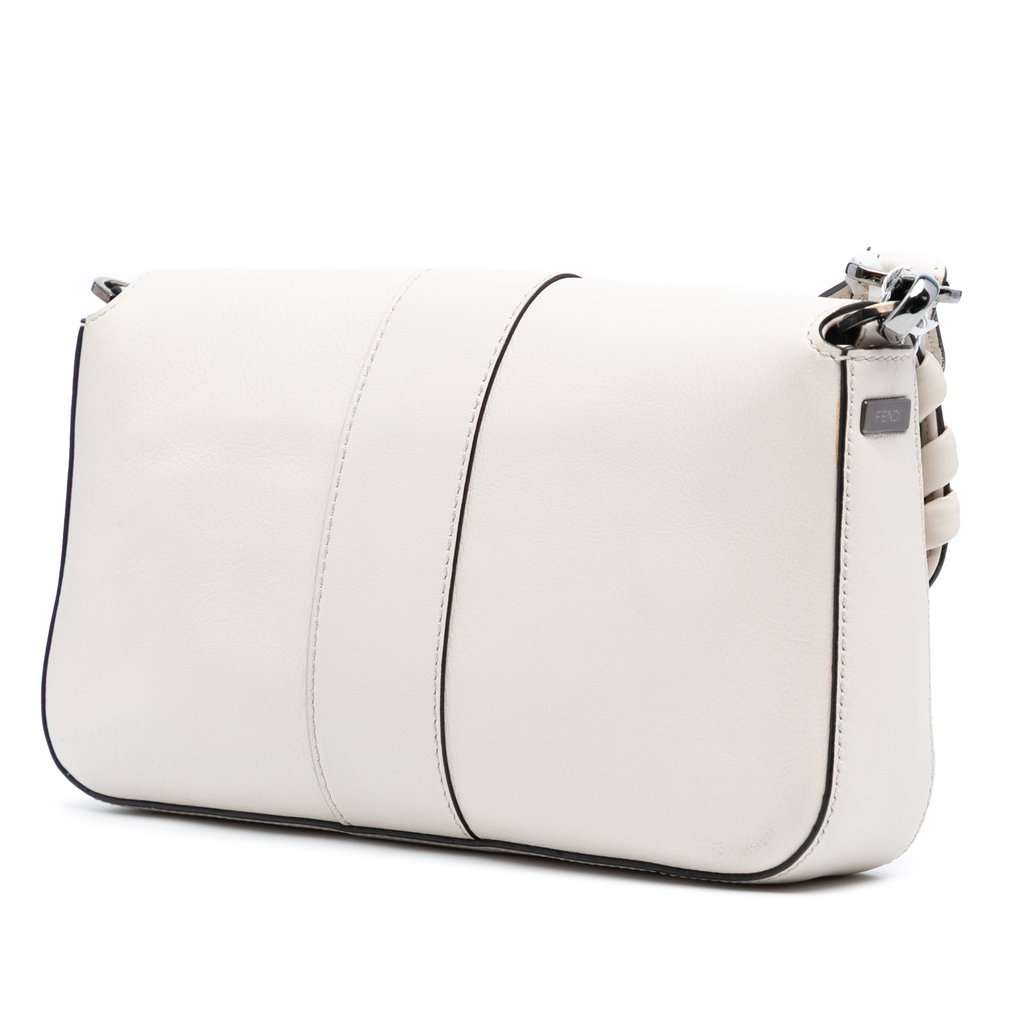 Fendi Whipstitch Leather Baguette Crossbody White Leather Very good - Back View