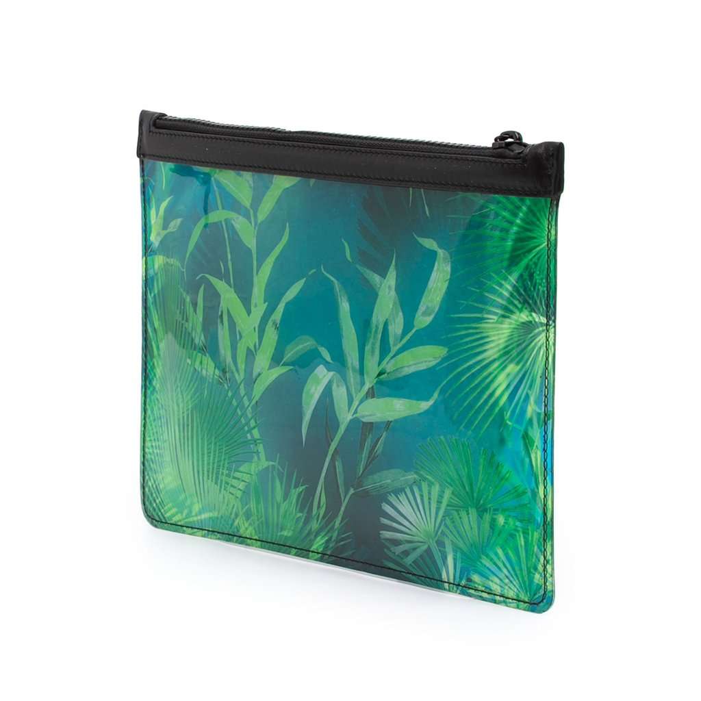 Versace PVC Jungle Print Zipped Clutch Green Plastic Very good - Back View