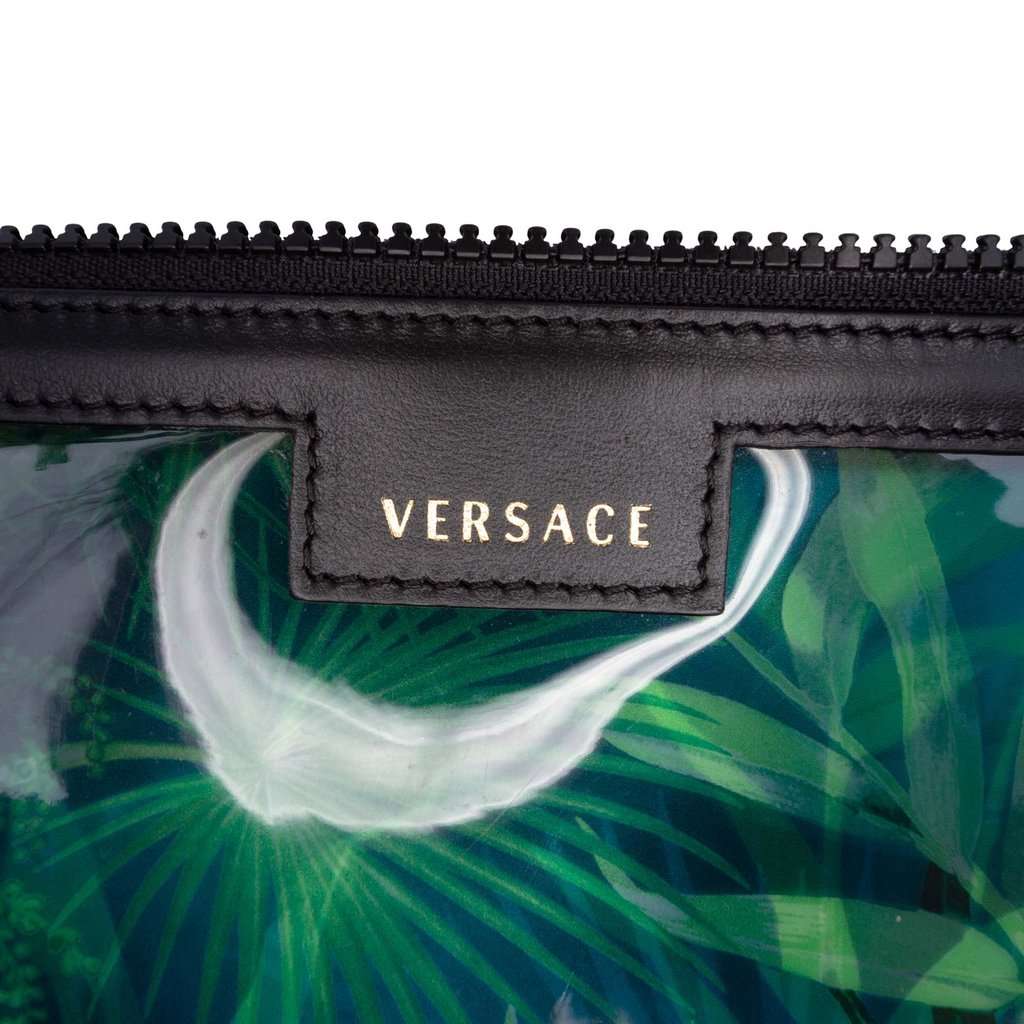 Versace PVC Jungle Print Zipped Clutch Green Plastic Very good - Box View