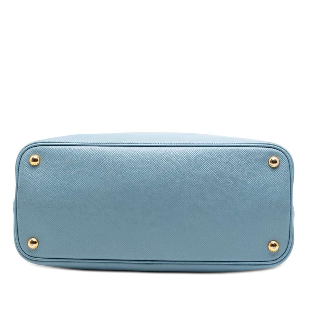 Prada Medium Bicolor Saffiano Cuir Double Satchel Blue Leather Very good condition - Inside View
