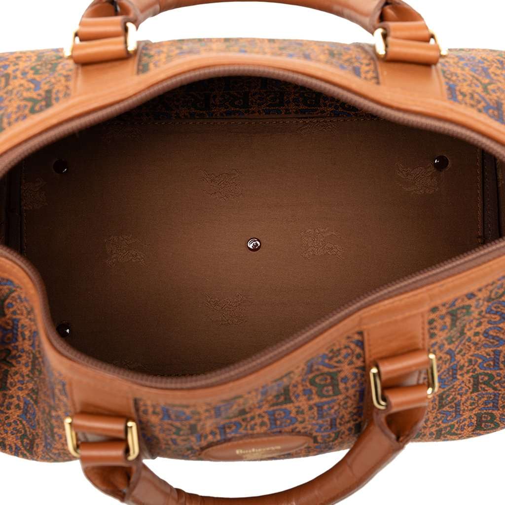 Burberry Logo Printed Canvas Boston Bag Brown Very good condition - Model View