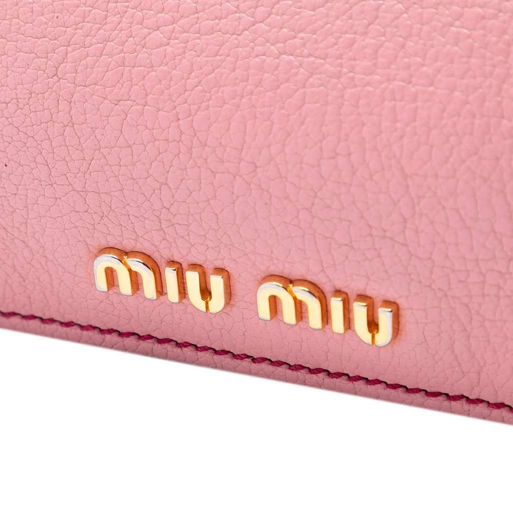 Miu Miu Bicolor Goatskin Madras Satchel Pink Leather Good condition - Box View