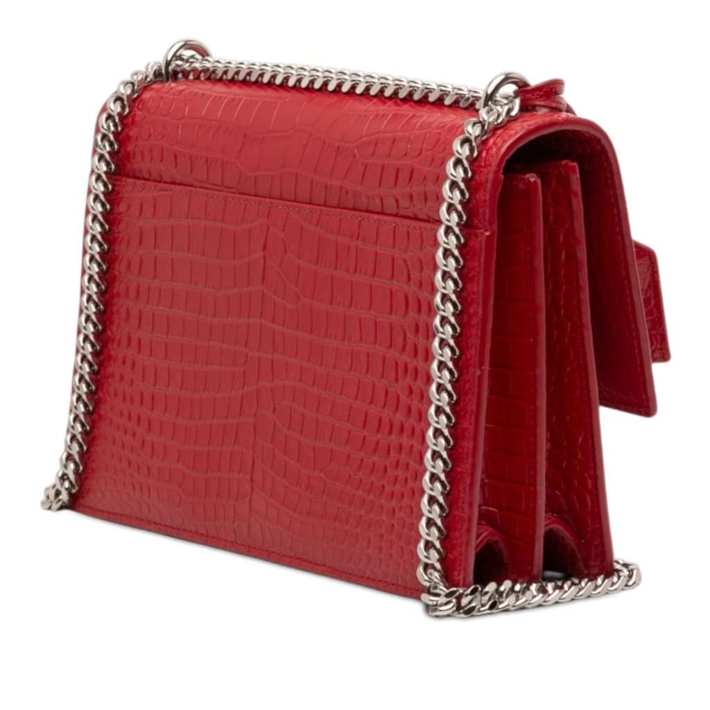 Saint Laurent Medium Croc Embossed Leather Monogram Sunset Crossbody Red Leather Very good condition - Back View