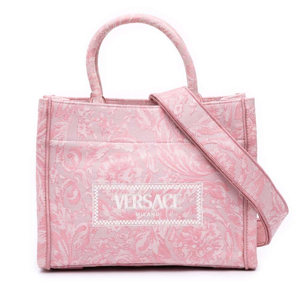 Versace Small Canvas Barocco Athena Tote Pink Very good - Front View