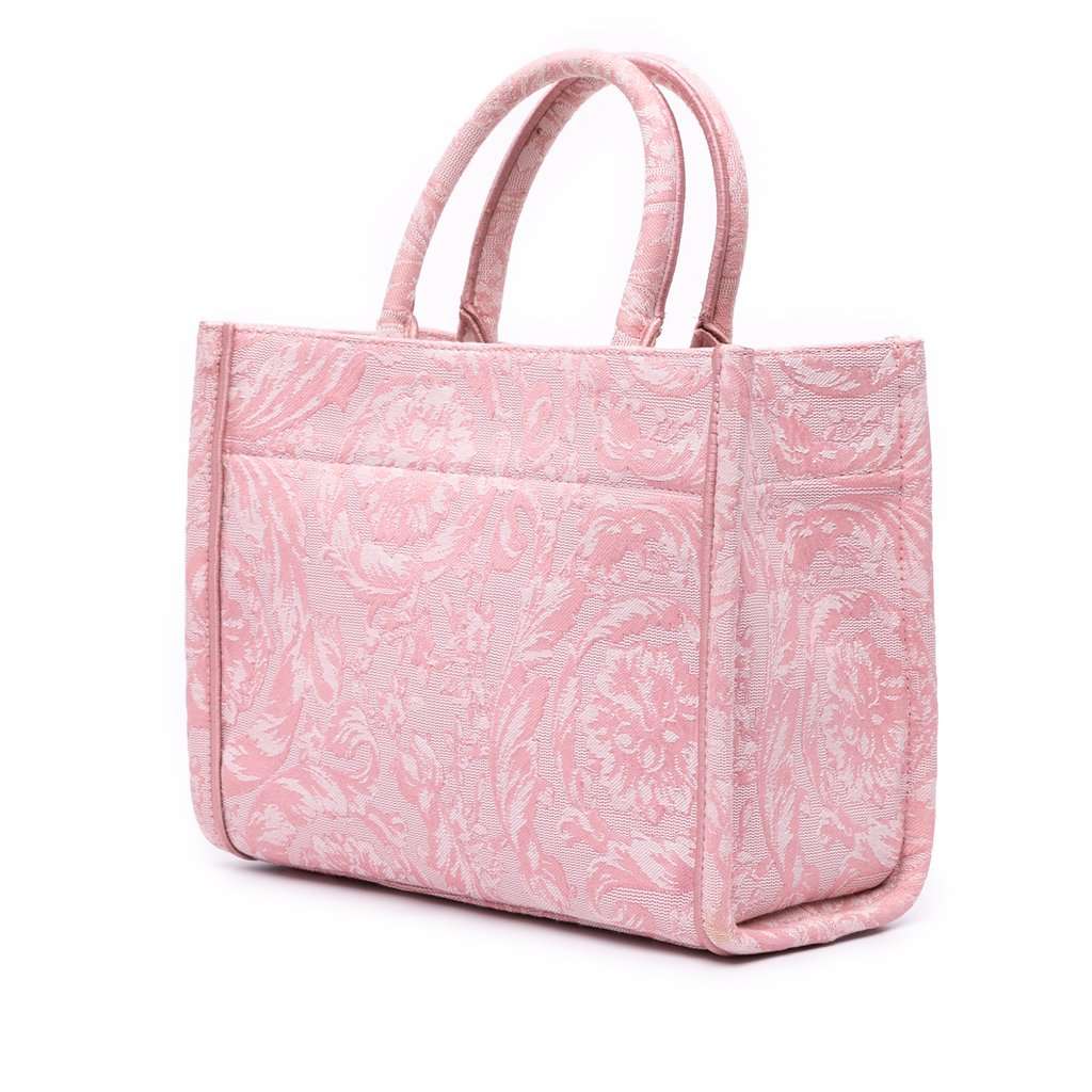 Versace Small Canvas Barocco Athena Tote Pink Very good - Back View