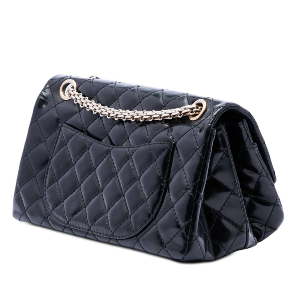 Chanel Quilted Glazed Calfskin Reissue 2.55 Accordion Flap 225 Black Leather Very good condition - Back View