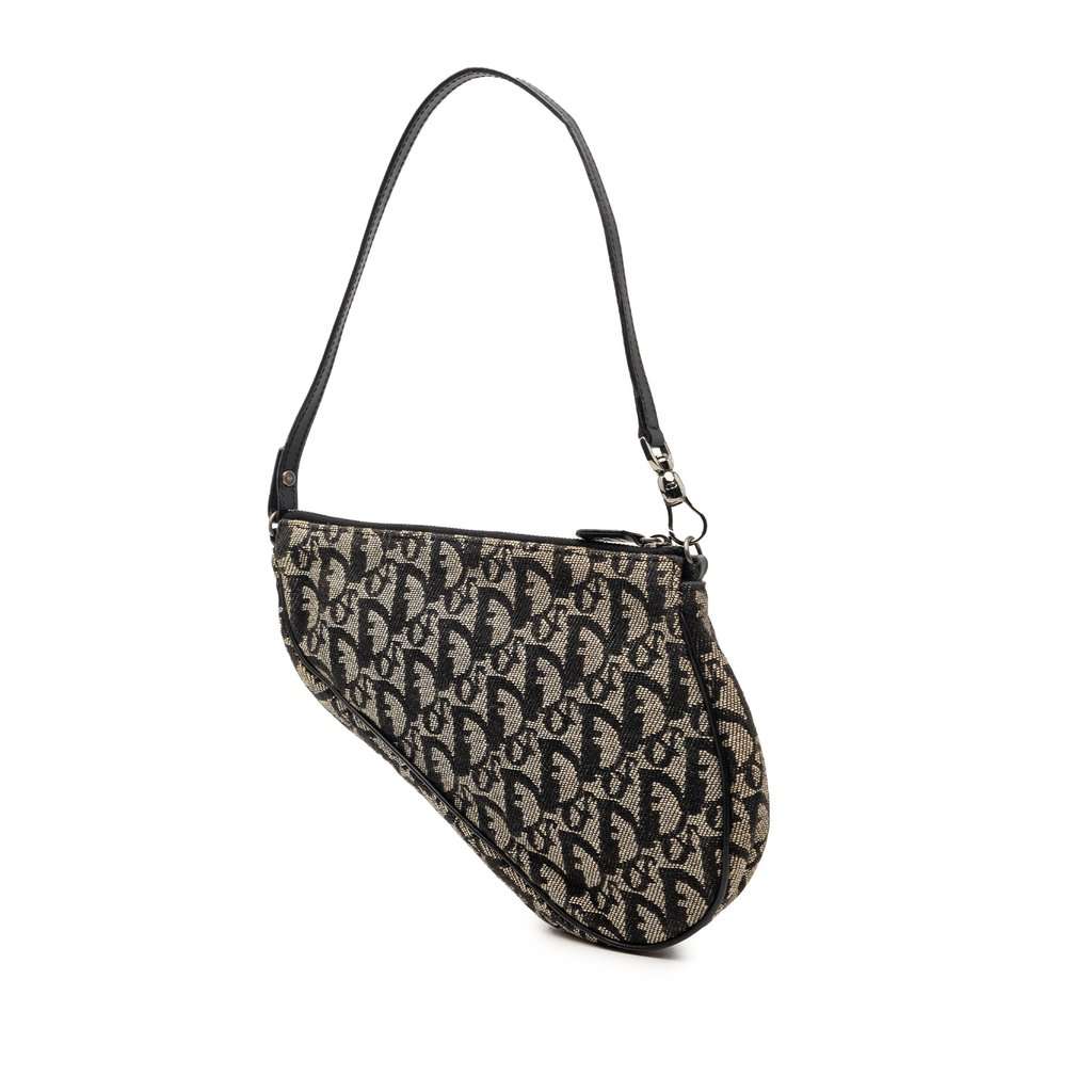 Dior Mini Diorissimo Canvas Saddle Pochette Black Very good condition - Back View