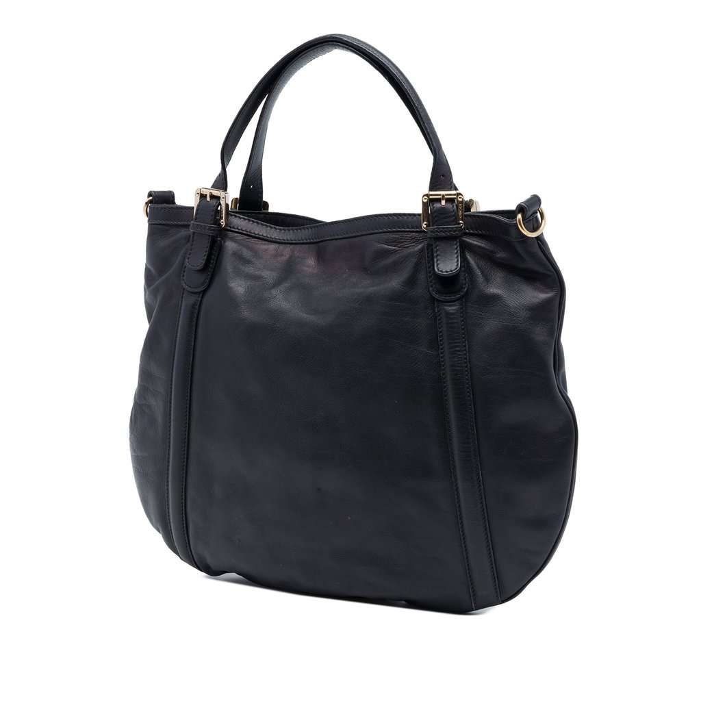 Gucci Medium Calfskin Britt Satchel Black Leather Very good - Back View