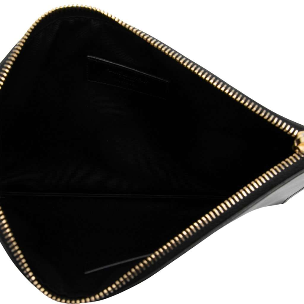 Saint Laurent Leather Zip Clutch Black Leather Very good - Model View