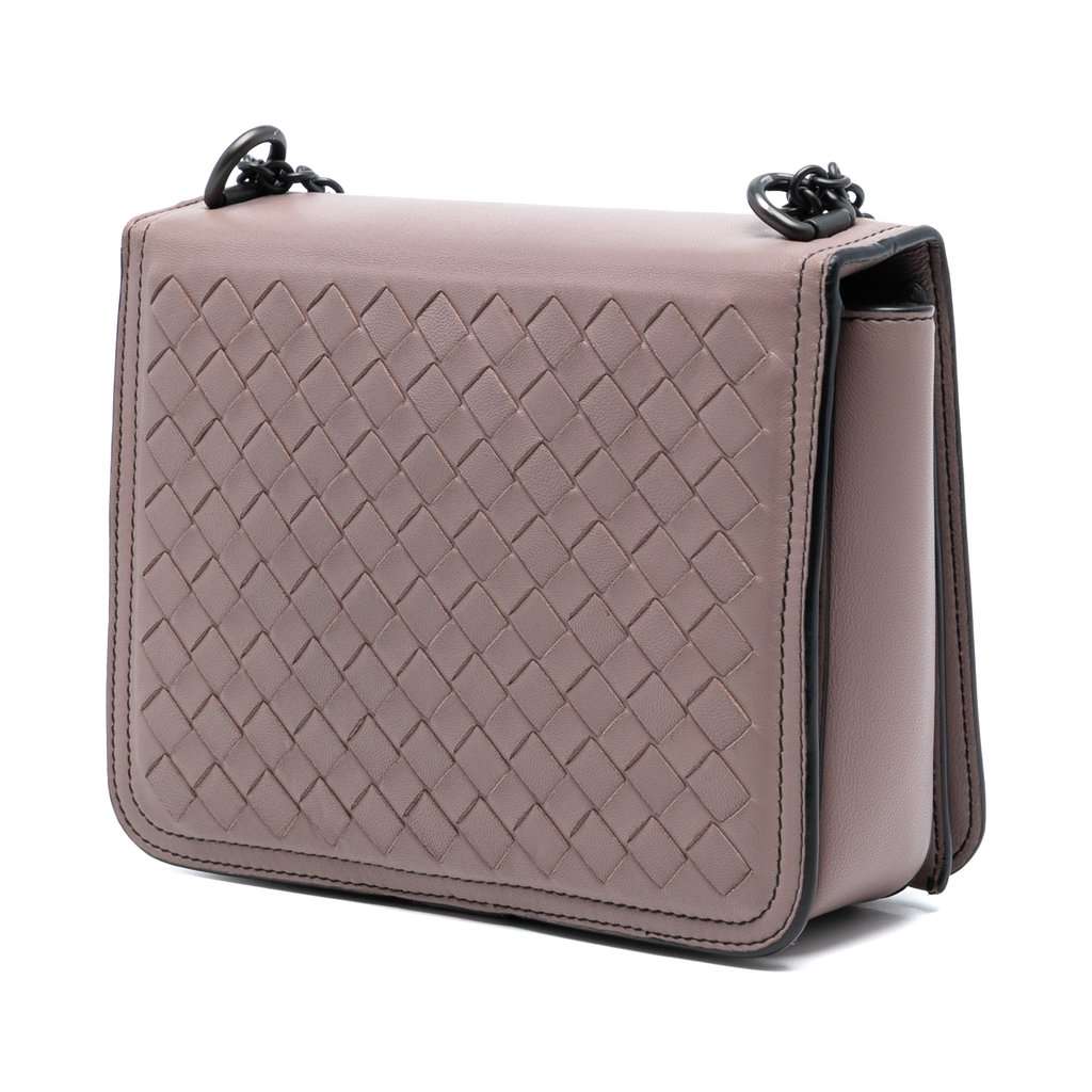 Bottega Veneta Small Nappa Intrecciato Runway Shoulder Bag Pink Leather Very good - Back View