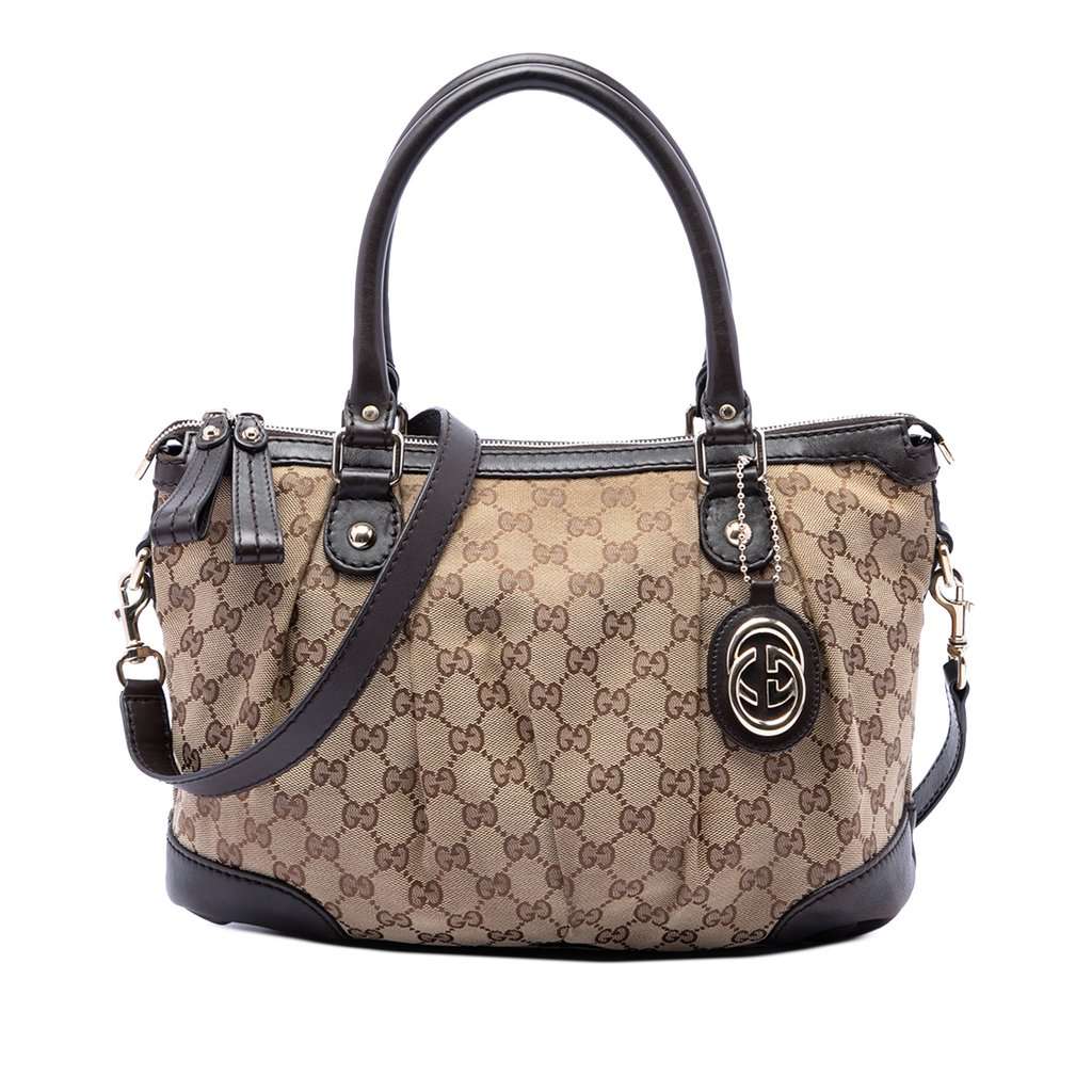 Gucci GG Canvas Sukey Satchel Beige Very good condition - Front View