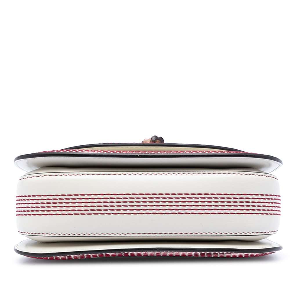 Gucci Small Calfskin Stitched Bamboo 1947 Top Handle Bag White Leather Very good condition - Inside View