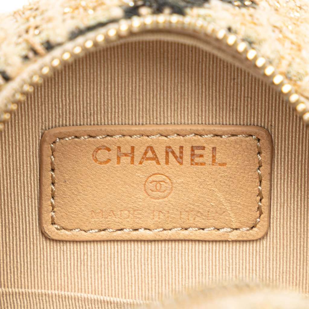 Chanel Tweed 19 Round Clutch with Chain and Coin Purse Brown Very good condition - Box View