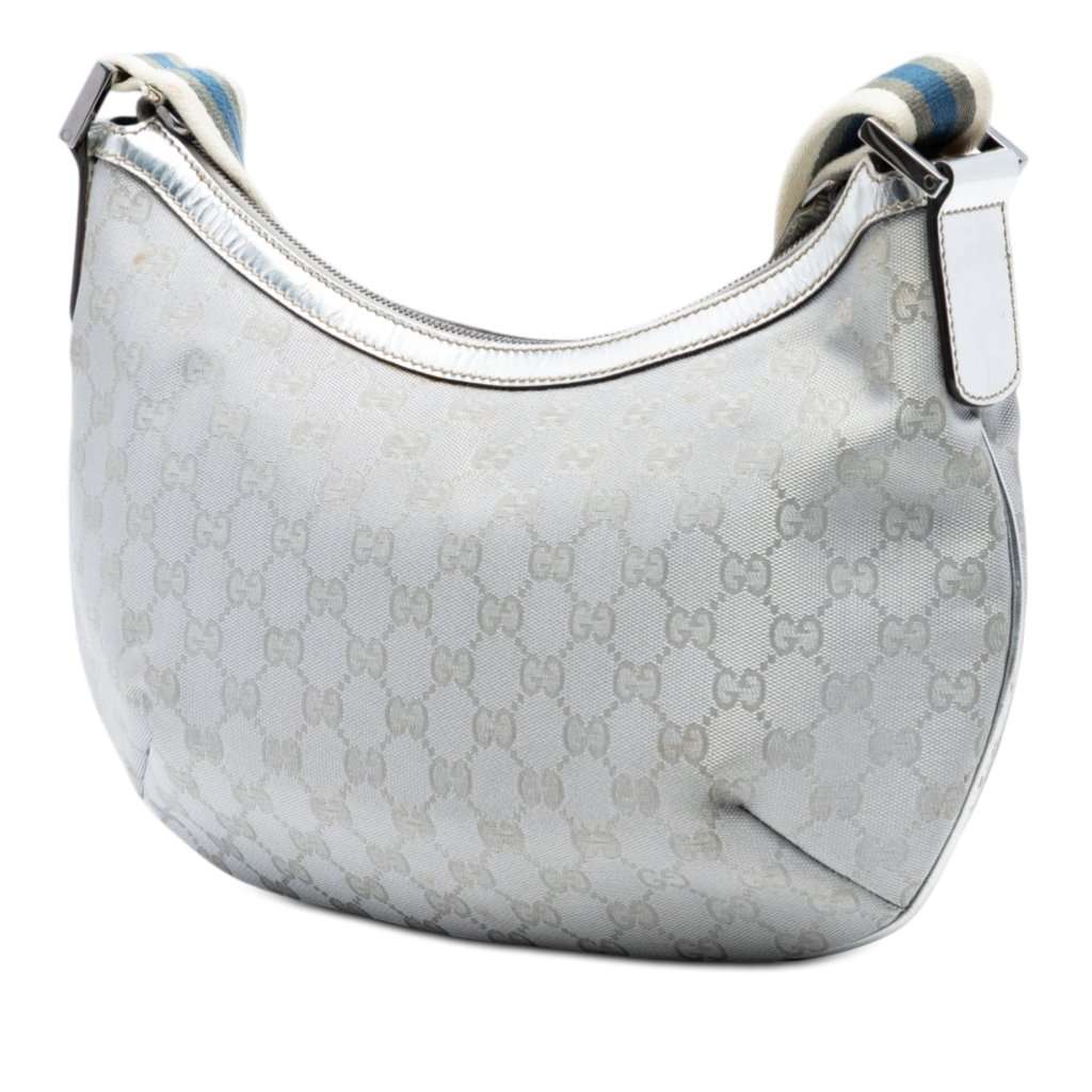Gucci GG Imprime Web Crossbody Silver Very good condition - Back View