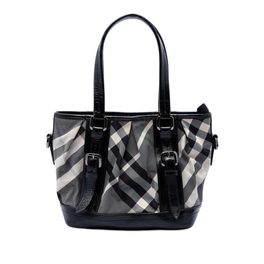 Burberry Beat Check Nylon Lowry Satchel Black Very good - Front View
