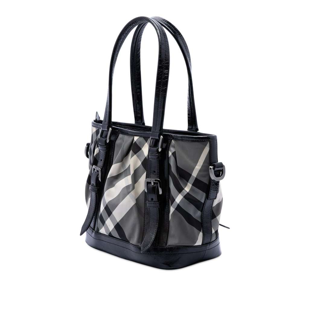 Burberry Beat Check Nylon Lowry Satchel Black Very good - Back View