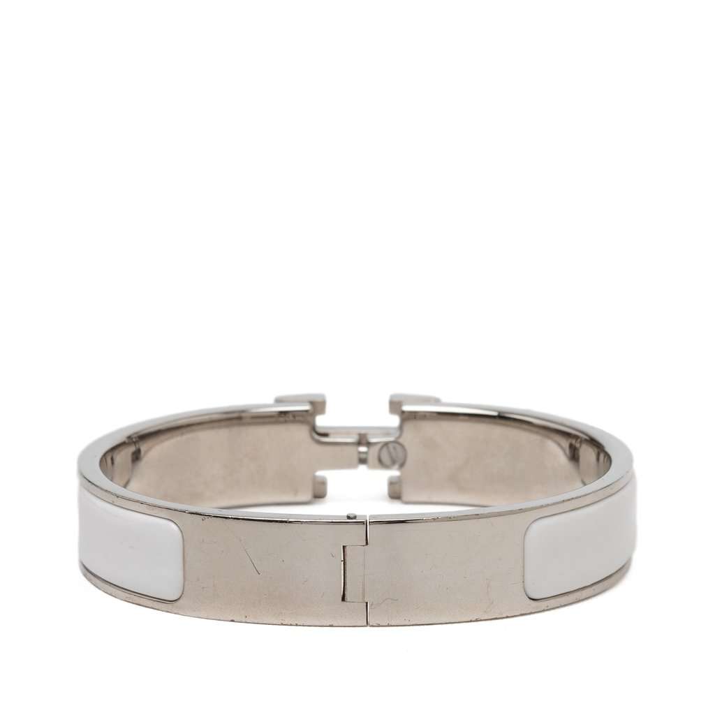 Hermès Narrow Enamel Clic H Bracelet PM White Very good - Inside View