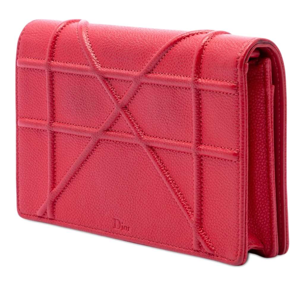 Dior Grained Calfskin Diorama Wallet on Chain Red Leather Very good - Back View