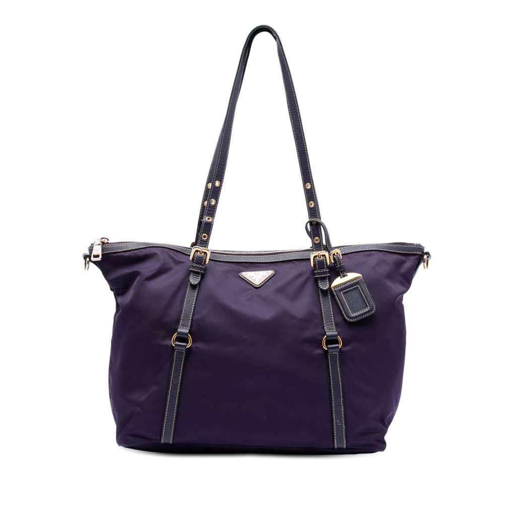 Prada Saffiano Trimmed Tessuto Satchel Purple Very good condition - Front View