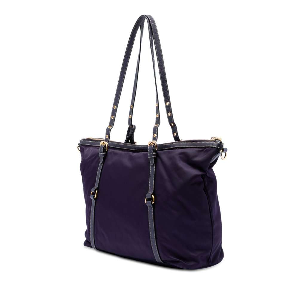 Prada Saffiano Trimmed Tessuto Satchel Purple Very good condition - Back View