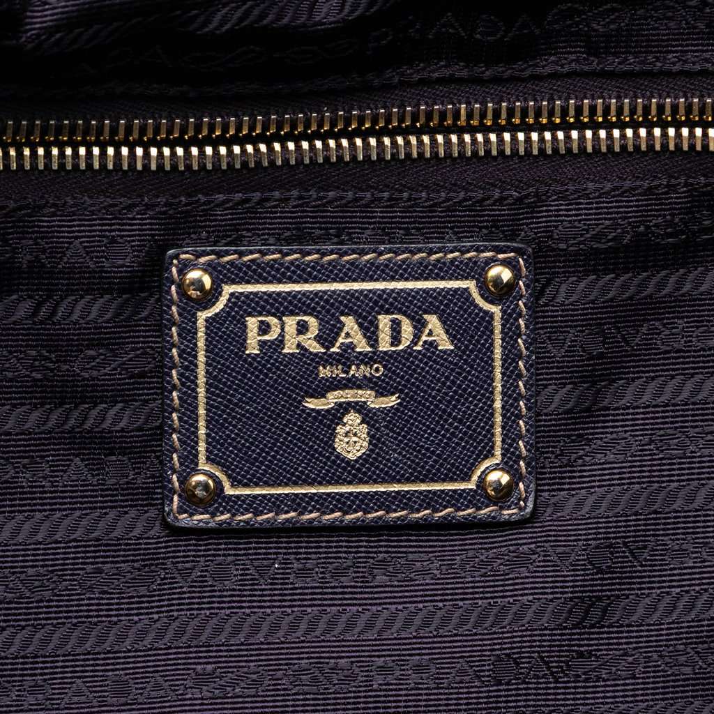 Prada Saffiano Trimmed Tessuto Satchel Purple Very good condition - Box View