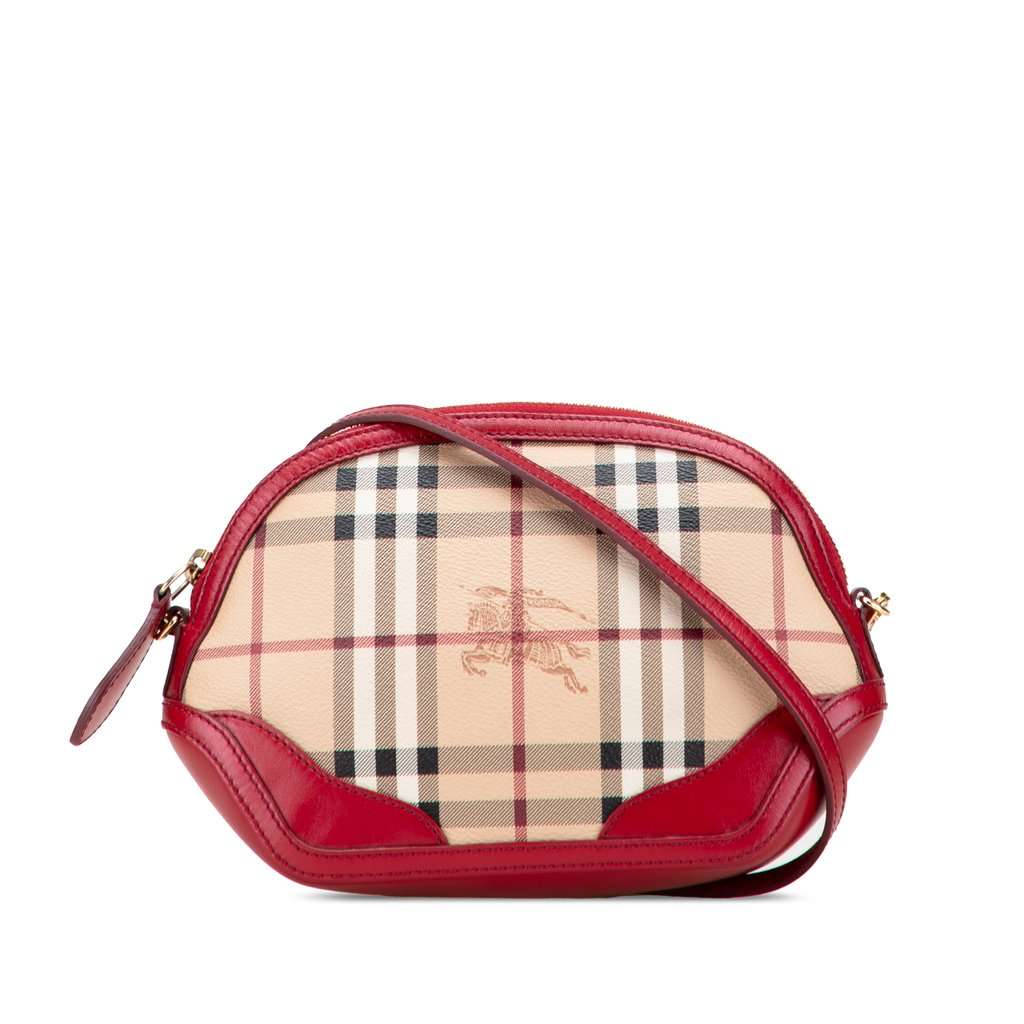 Burberry Mini Haymarket Check Coated Canvas Orchard Crossbody Beige Very good condition - Front View