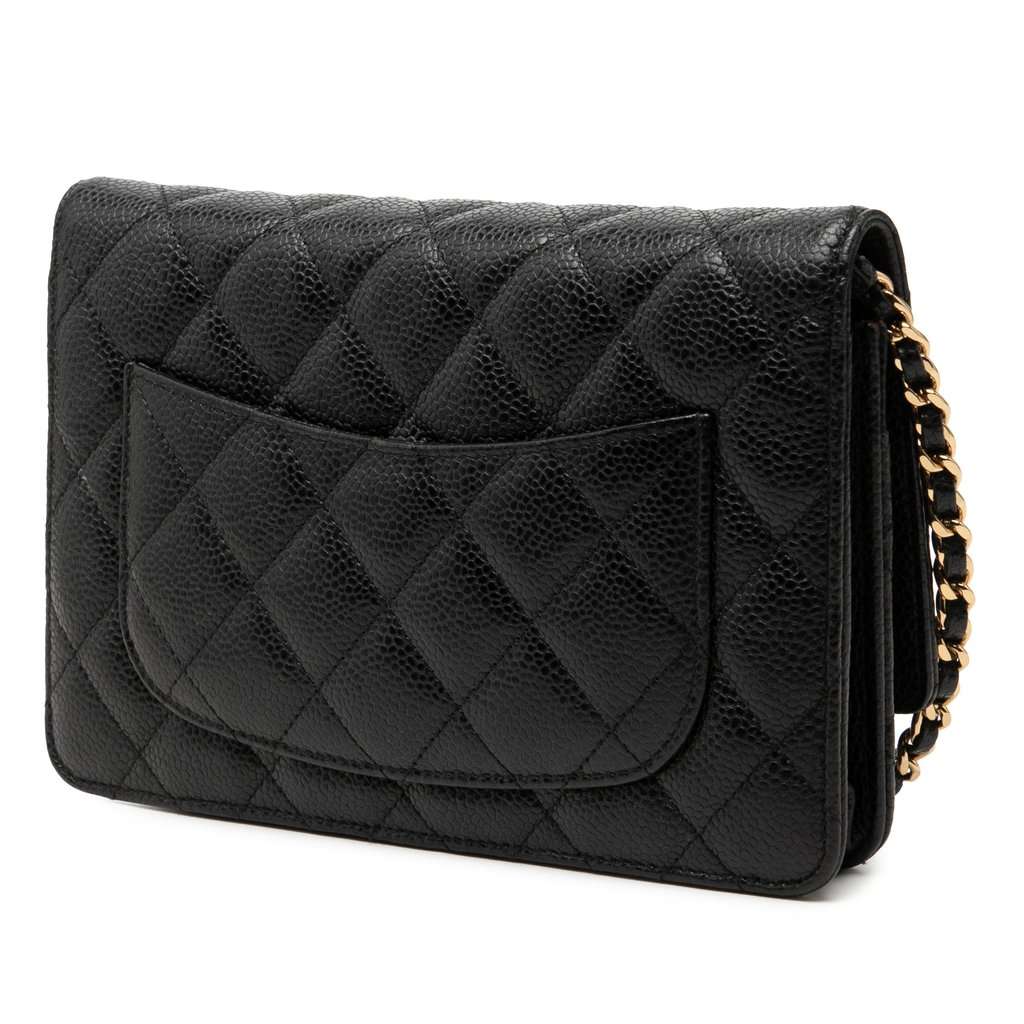 Chanel CC Quilted Caviar Wallet on Chain Black Leather Good condition - Back View