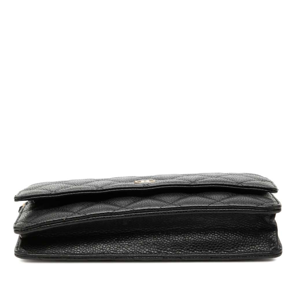 Chanel CC Quilted Caviar Wallet on Chain Black Leather Good condition - Inside View