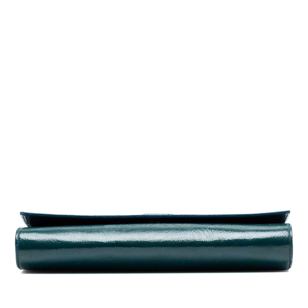 Saint Laurent Large Textured Patent Belle De Jour Clutch Blue Leather Very good condition - Inside View