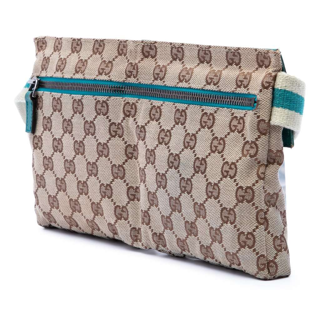 Gucci GG Canvas Web Double Pocket Belt Bag Beige Very good - Back View