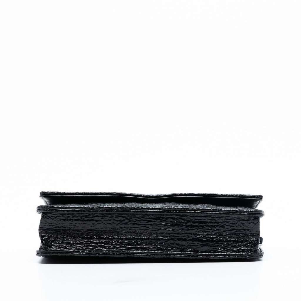 Chanel CC Quilted Crinkled Patent Wallet On Chain Black Leather Very good - Inside View