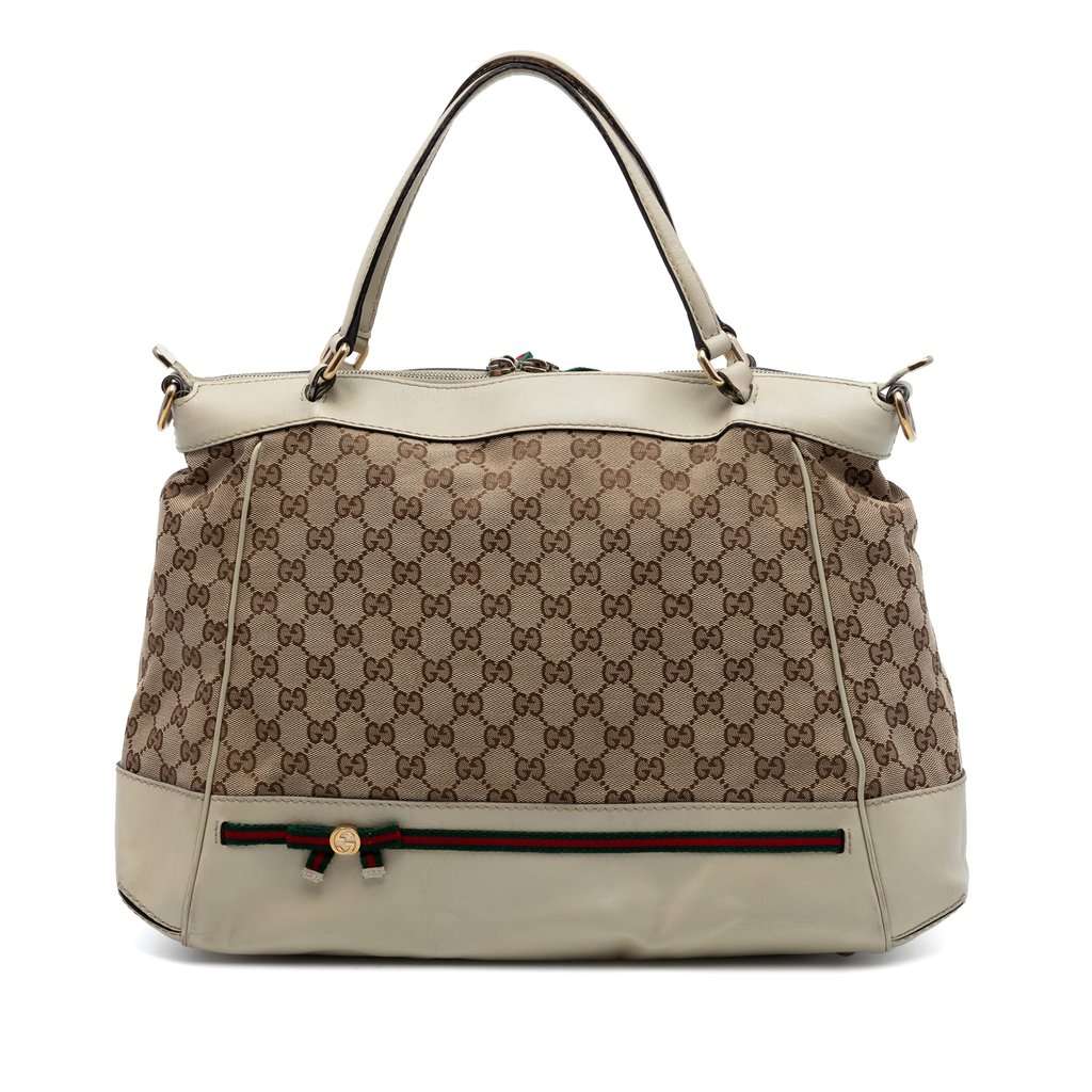 Gucci GG Canvas Web Mayfair Satchel Beige Very good - Front View
