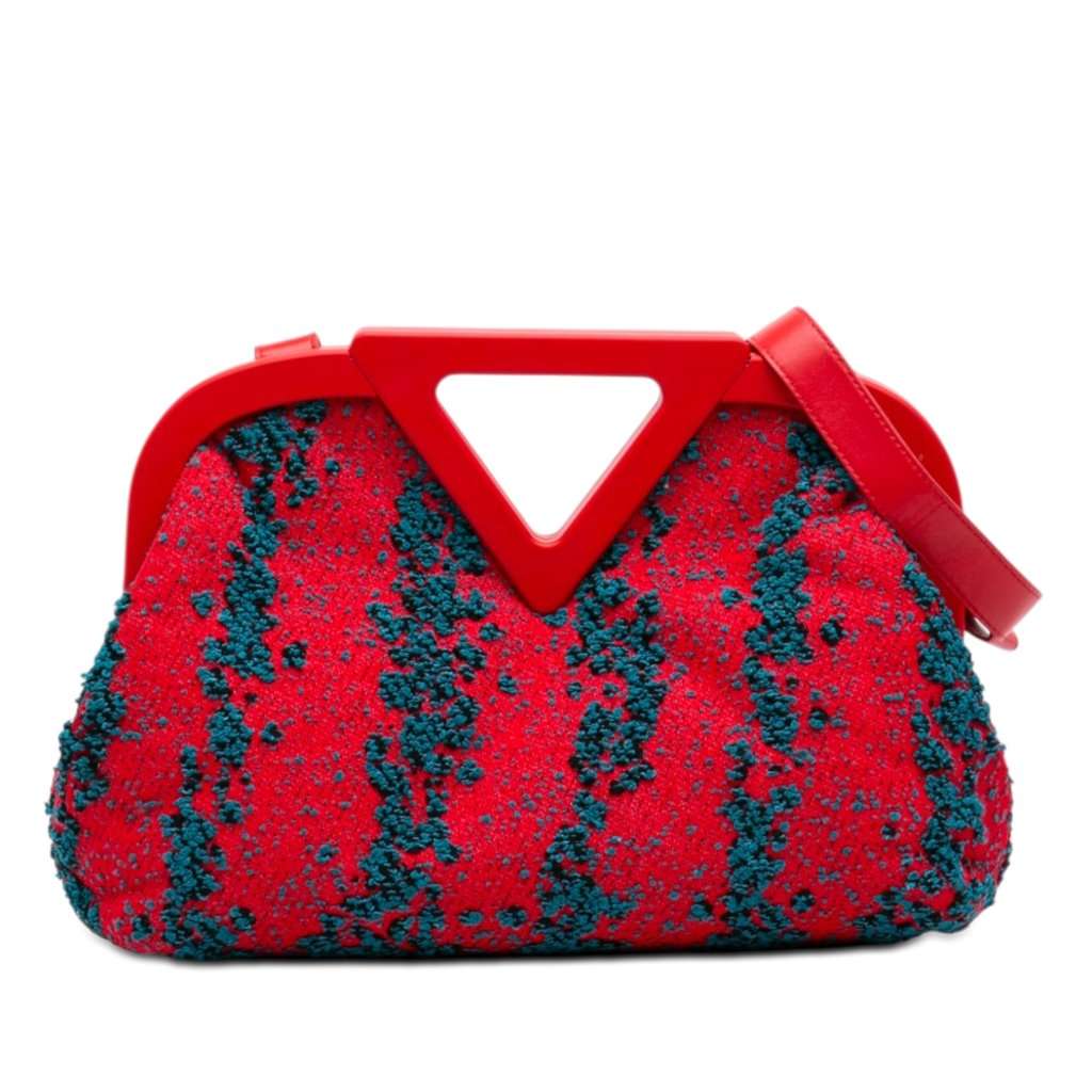 Bottega Veneta Medium Boucle Tweed The Point Triangle Satchel Red Very good - Front View