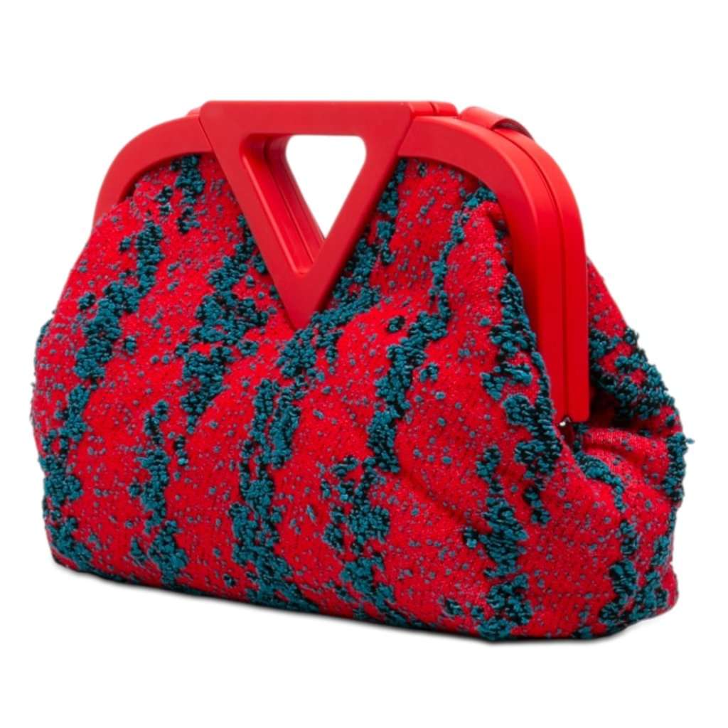 Bottega Veneta Medium Boucle Tweed The Point Triangle Satchel Red Very good - Back View