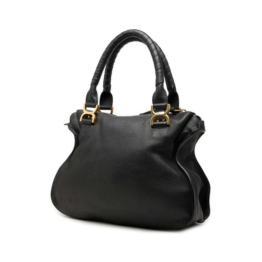 Chloé Medium Leather Marcie Satchel Black Leather Good - Back View