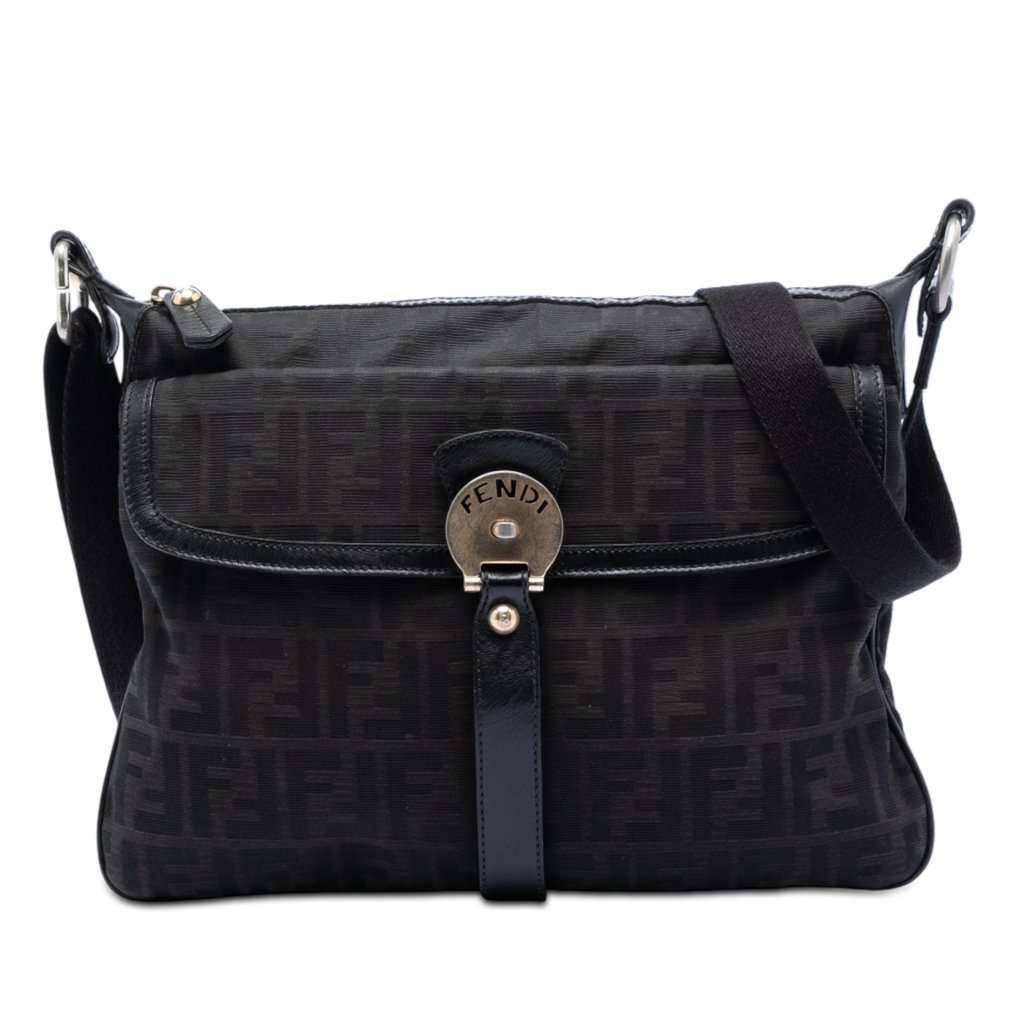 Fendi Zucca Canvas Chef Zip Crossbody Brown Very good - Front View