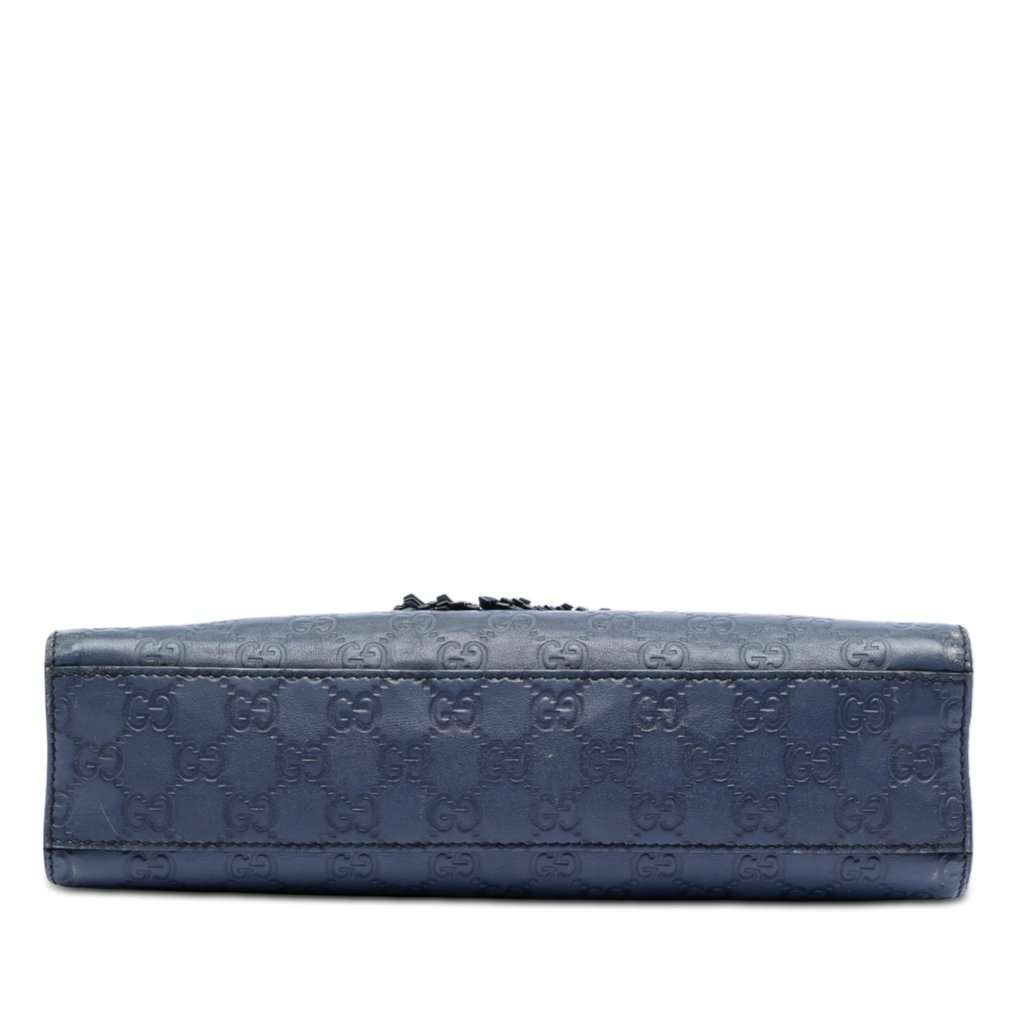 Gucci Medium Guccissima Emily Shoulder Bag Blue Leather Very good condition - Inside View