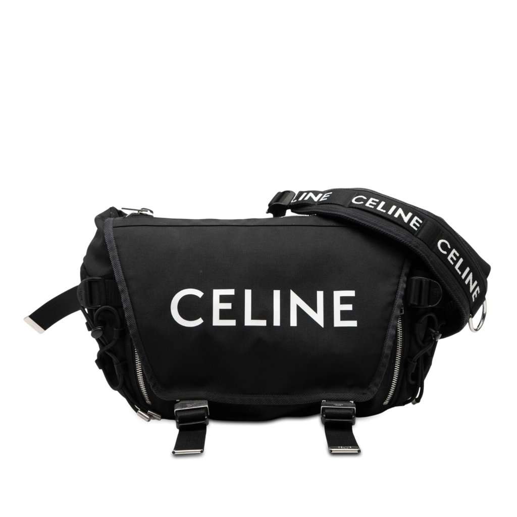 Celine Medium Nylon Logo Trekking Messenger Bag Black Very good - Front View