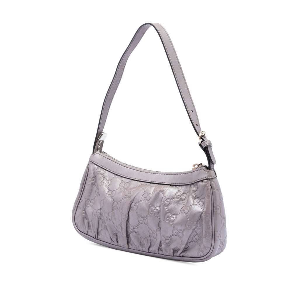 Gucci Metallic Guccissima Lovely Heart Pochette Purple Leather Very good condition - Back View