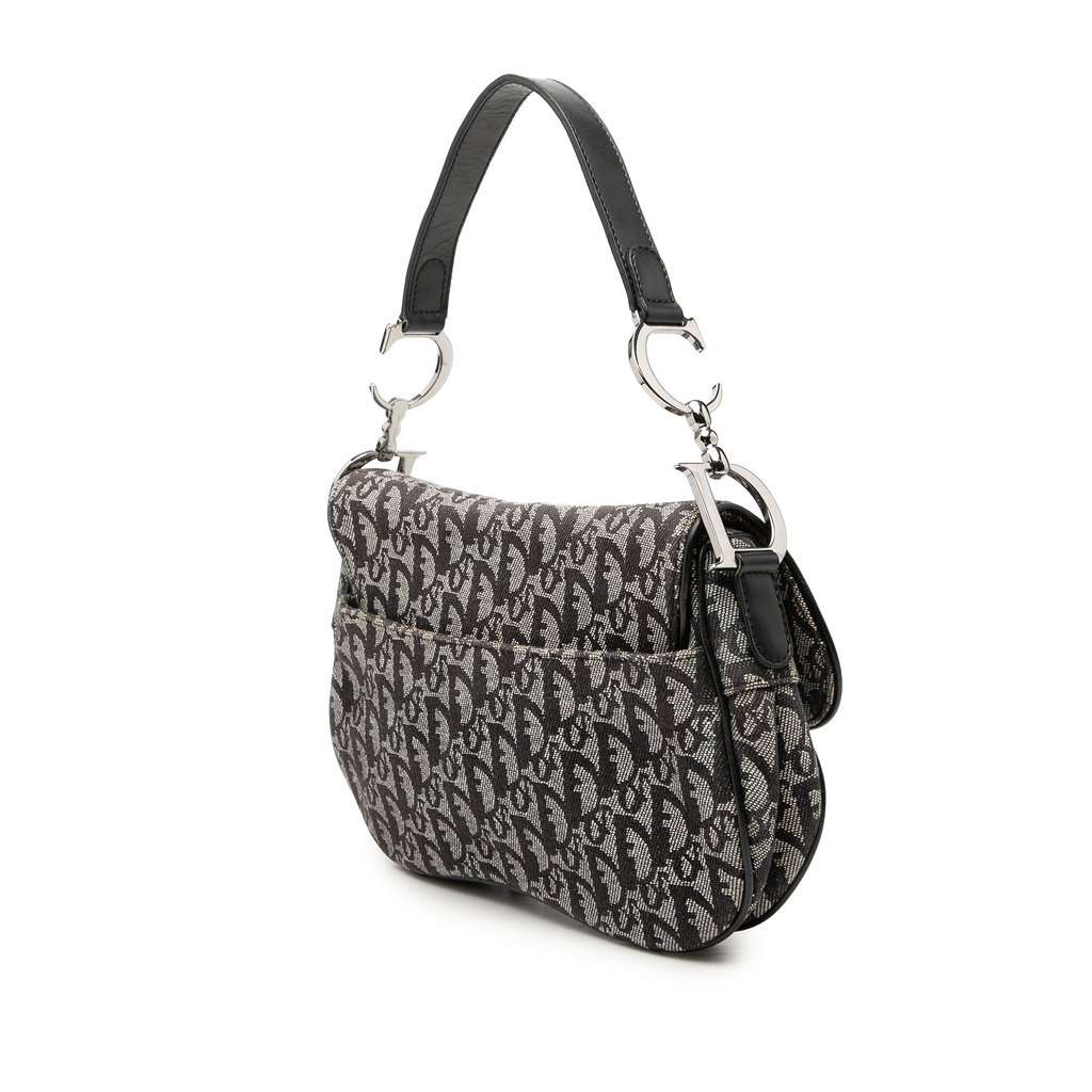 Dior Diorissimo Canvas Double Saddle Bag Black Very good condition - Back View