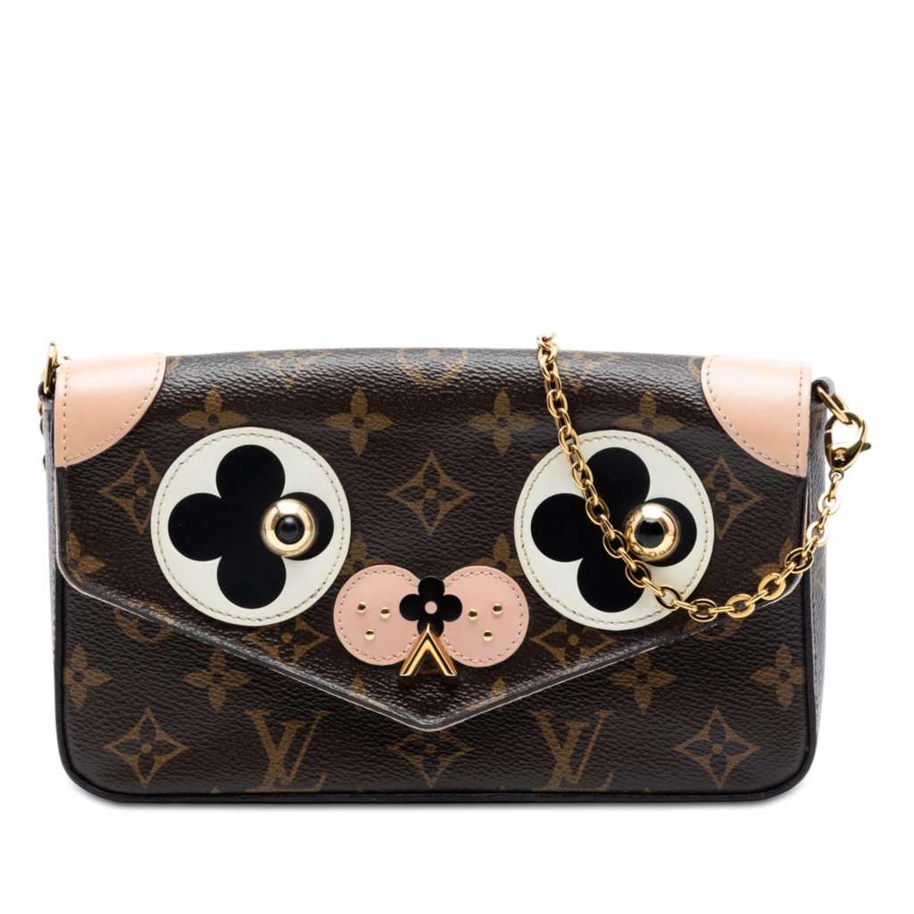 Louis Vuitton Monogram Pochette Felicie Valentine Dog Brown Very good condition - Front View