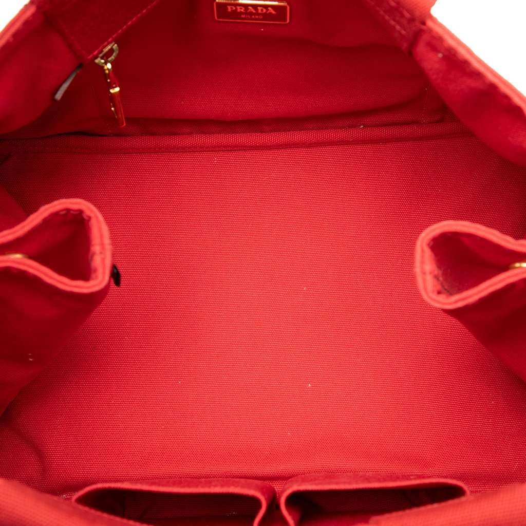 Prada Canvas Canapa Logo Satchel Red Very good condition - Model View