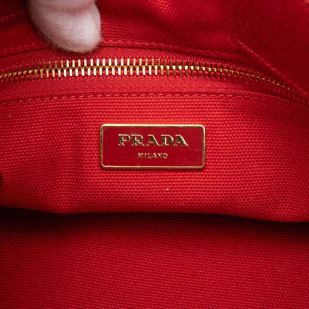Prada Canvas Canapa Logo Satchel Red Very good condition - Box View