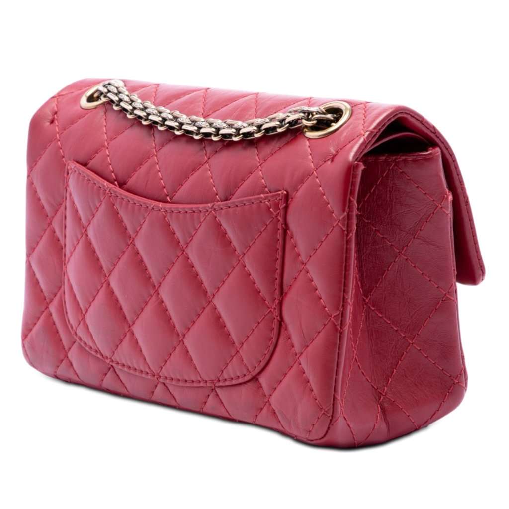 Chanel Quilted Aged Calfskin Reissue 2.55 Single Flap 224 Red Leather Very good condition - Back View
