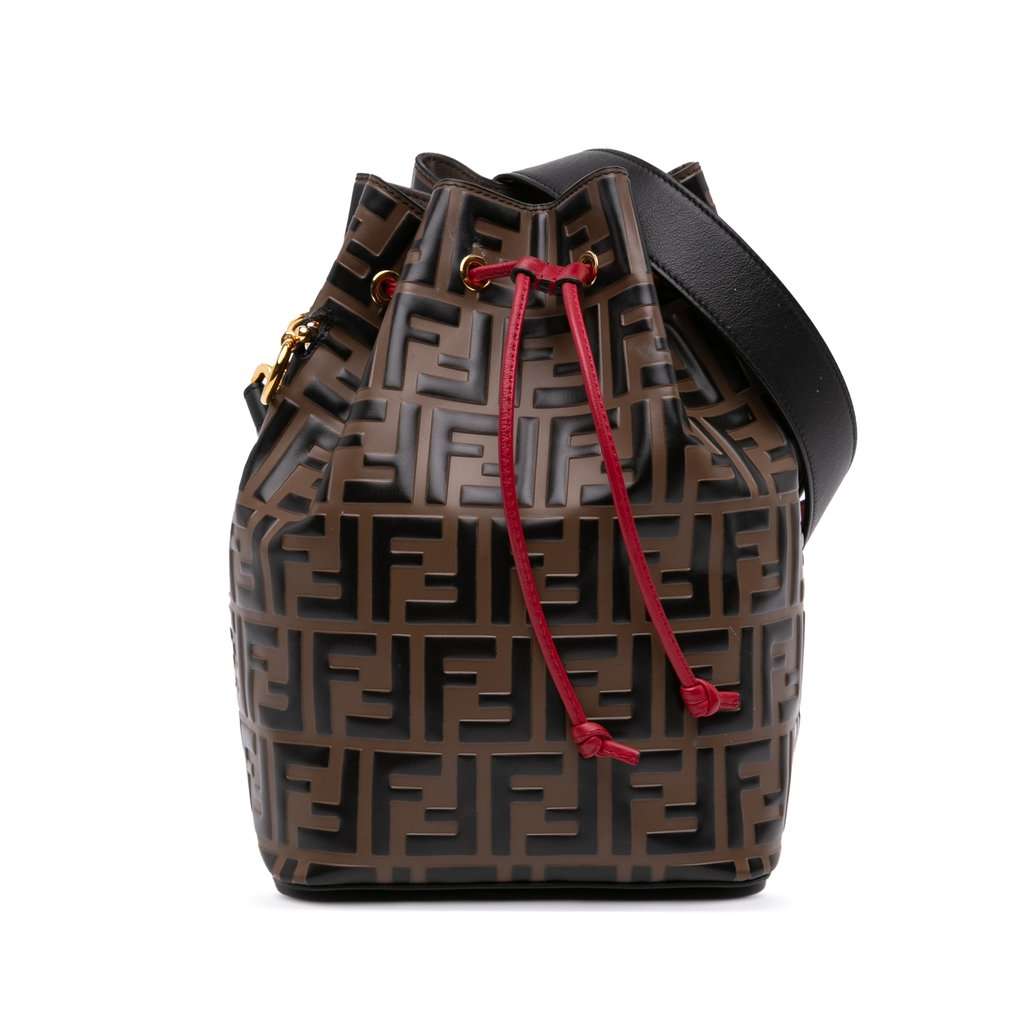Fendi FF 1974 Embossed Leather Mon Tresor Bucket Bag Brown Leather Very good - Front View