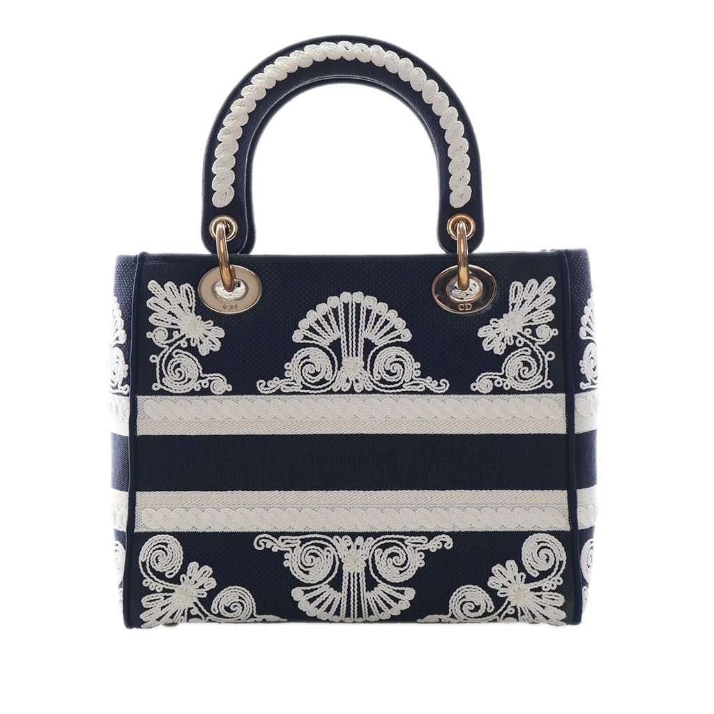 Dior Medium Embroidered Canvas Cornely Lady D Lite Blue Very good condition - Back View